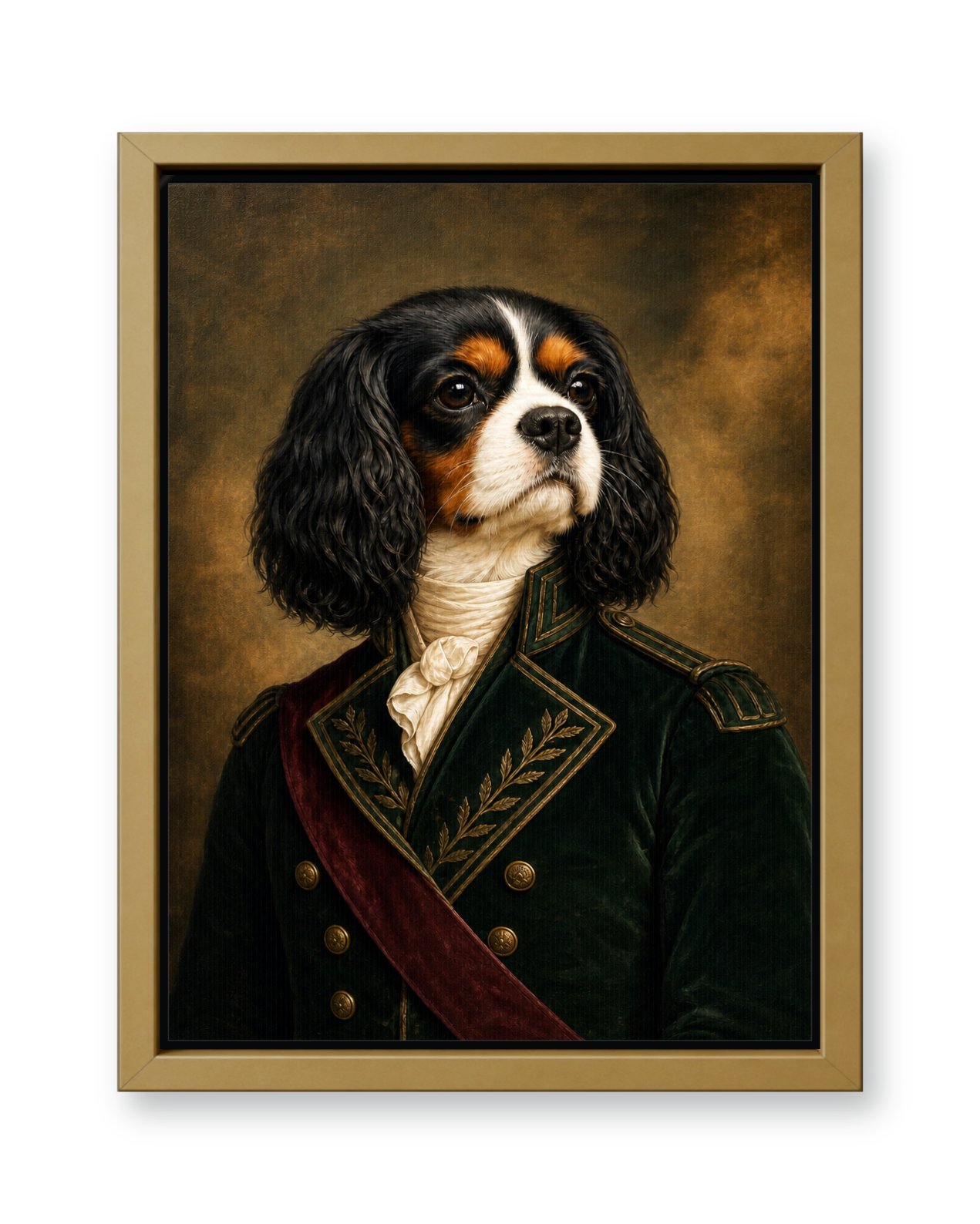 The Regal Commander Custom Pet Canvas - Gold Frame