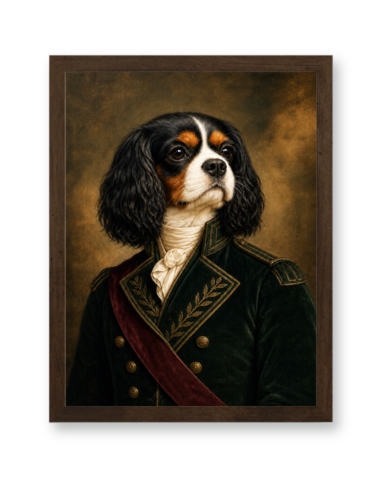 The Regal Commander Custom Pet Poster - Walnut Frame