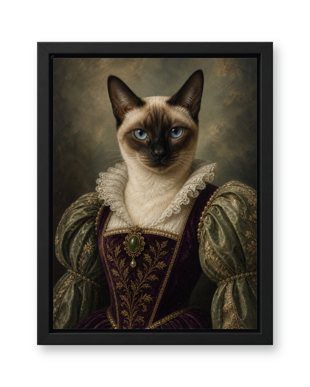 The Velvet Duchess Custom Pet Canvas - Black Frame
