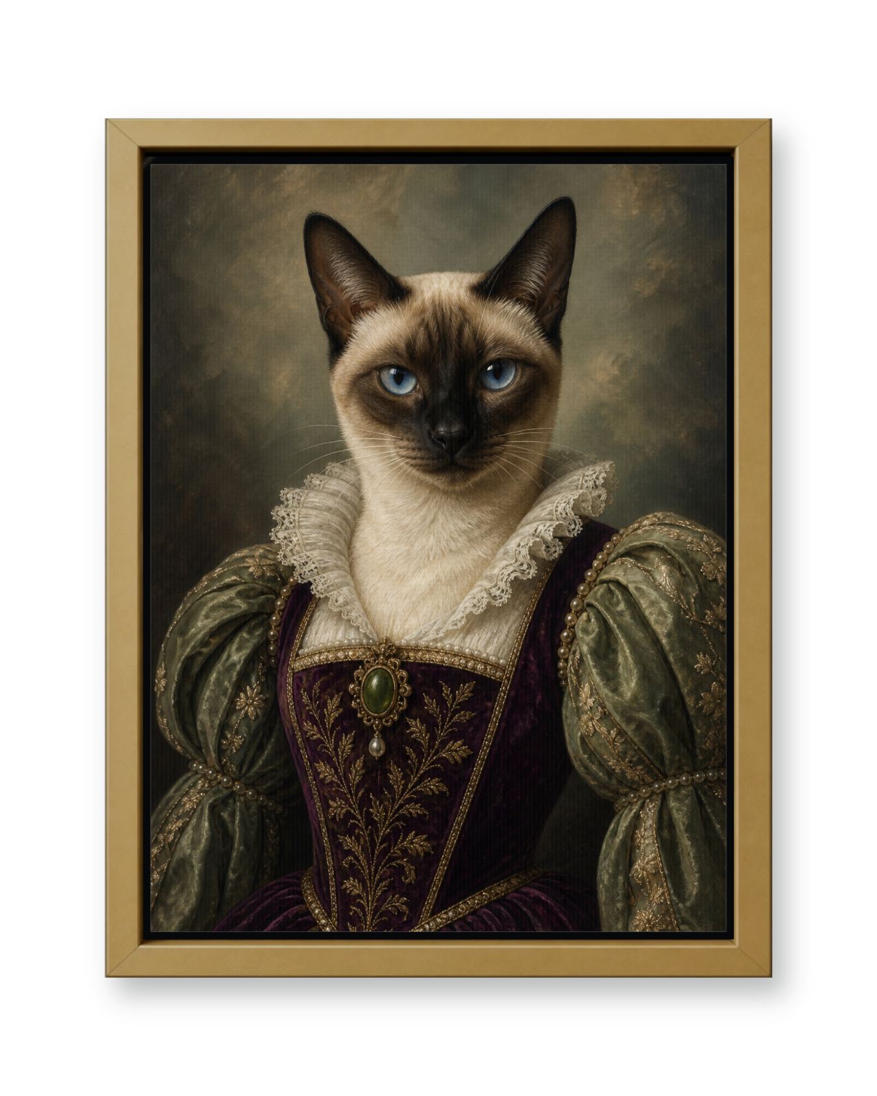 The Velvet Duchess Custom Pet Canvas - Gold Frame