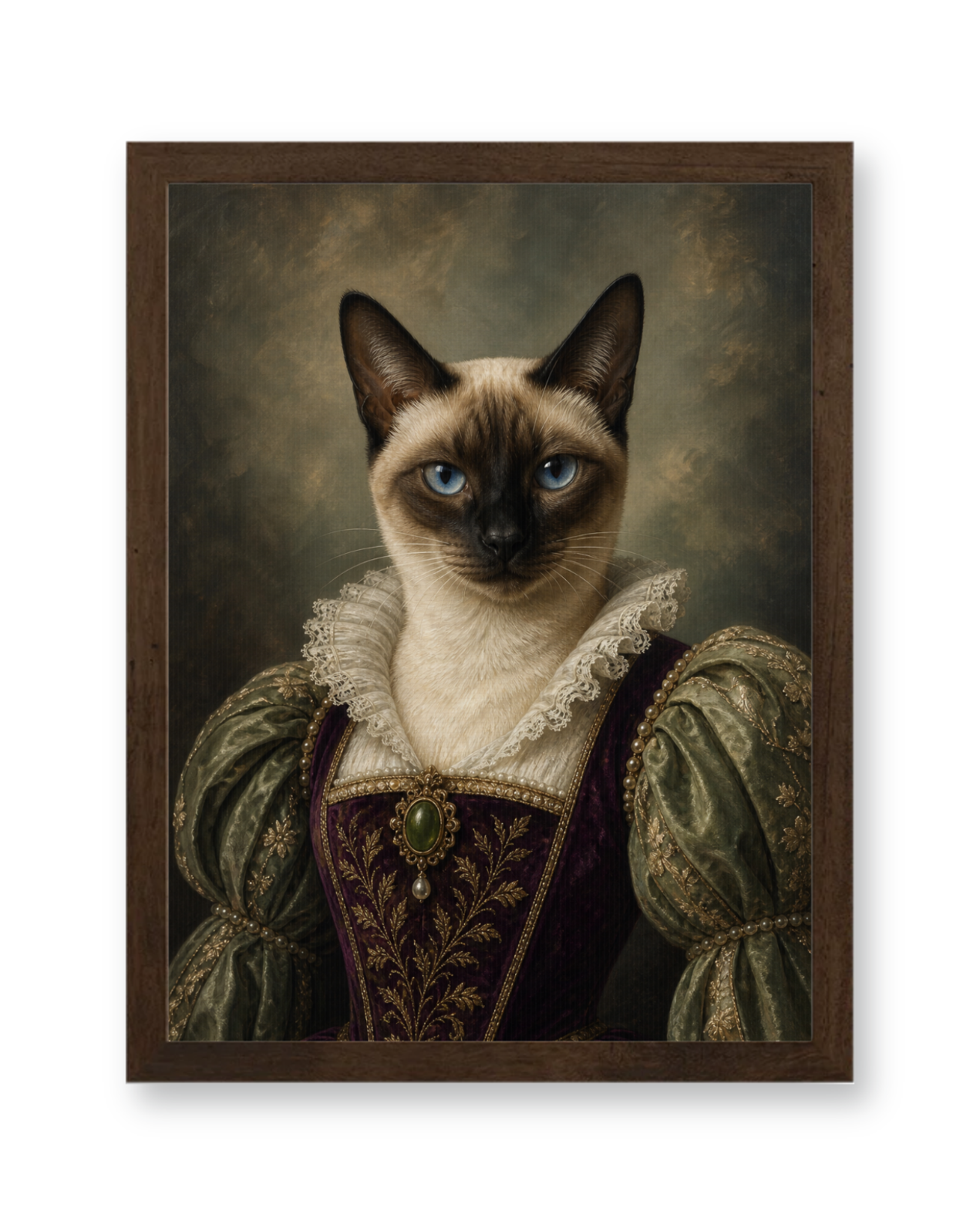 The Velvet Duchess Custom Pet Poster - Walnut Frame