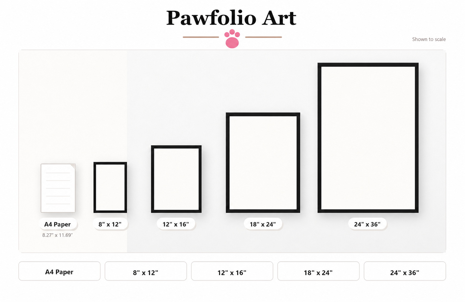 Pawfolio Art portrait and canvas size guide