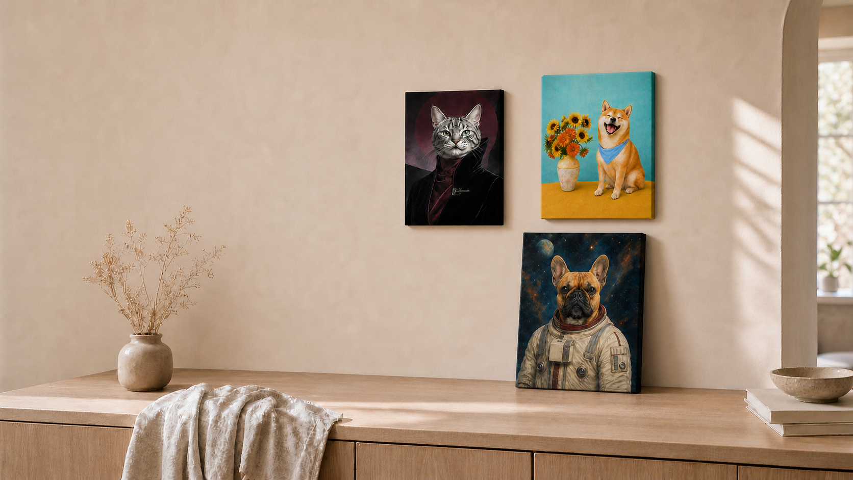 Modern Canvas featuring The Nightfall Icon, Sunflower Pop, and The Starbound Explorer