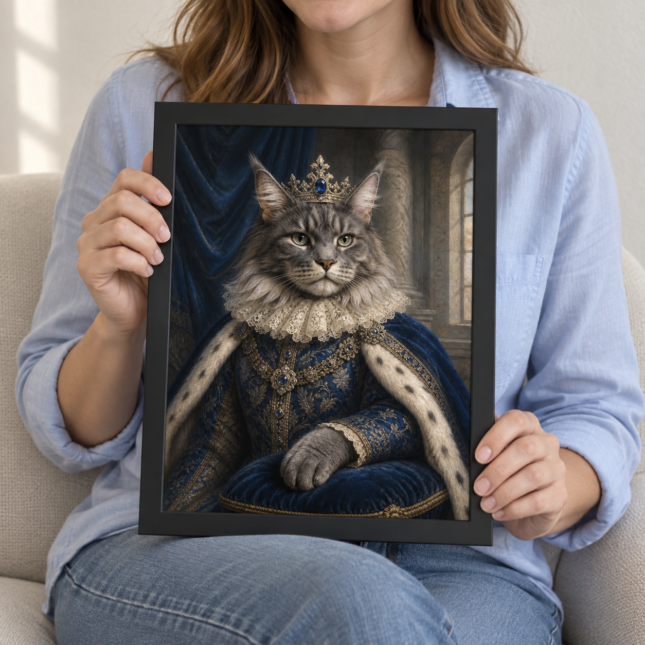 The Sapphire Sovereign Custom Art Print — lifestyle view