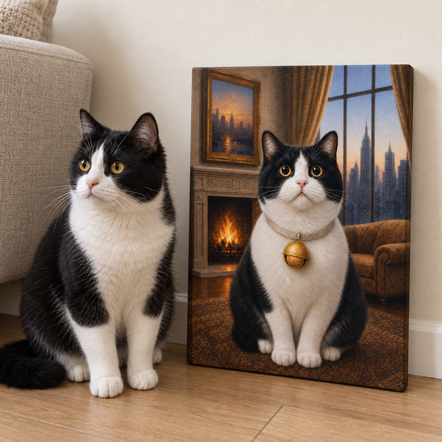 Fireside Window Custom Pet Canvas — lifestyle view