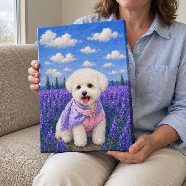 Lavender Meadow Custom Pet Canvas — lifestyle view