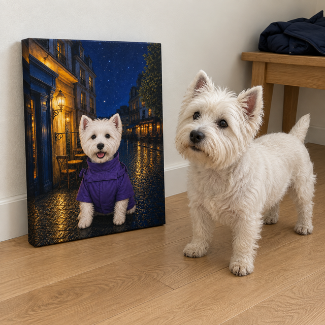 Midnight Stroll Custom Pet Canvas — lifestyle view