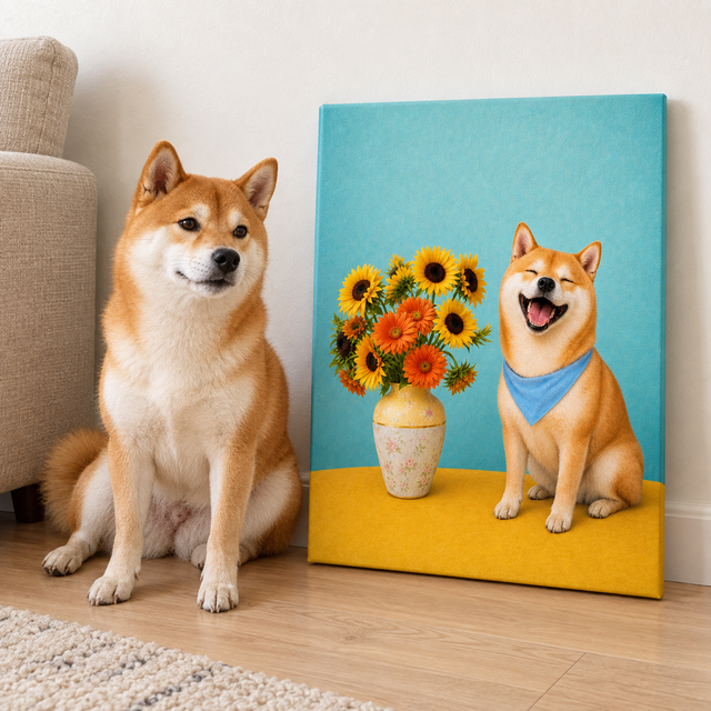 Sunflower Pop Custom Pet Canvas — lifestyle view