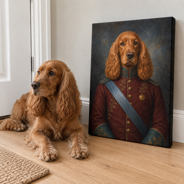 The Gilded Marshal Custom Pet Canvas — lifestyle view