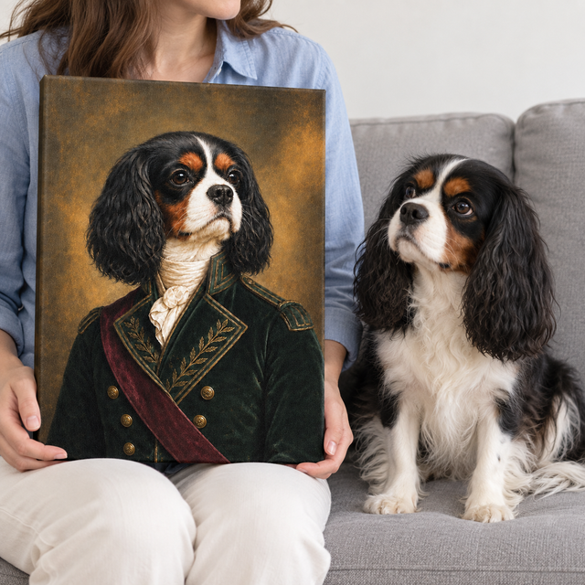 The Regal Commander Custom Pet Canvas — lifestyle view