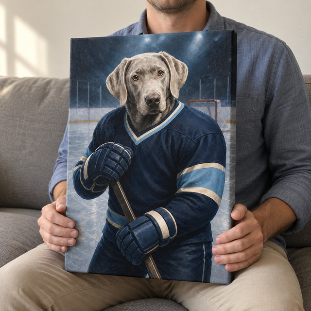 The Rinkside Captain Custom Pet Canvas — lifestyle view