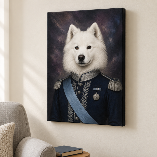 The Sapphire Captain Custom Pet Canvas — lifestyle view