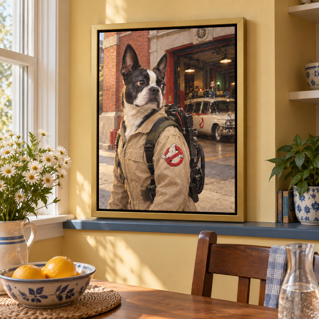 The Ghost Hunter Custom Pet Canvas — lifestyle view