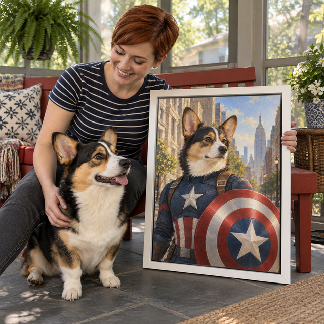 Captain Pawmerica Custom Pet Canvas — lifestyle view