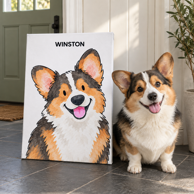 Classic Watercolor – 1 Pet Custom Pet Canvas — lifestyle view