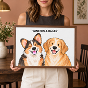 Classic Watercolor – 2 Pets Custom Art Print — lifestyle view