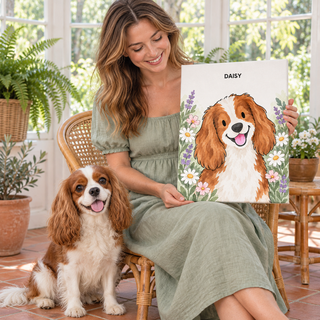 Garden Watercolor Custom Pet Canvas — lifestyle view