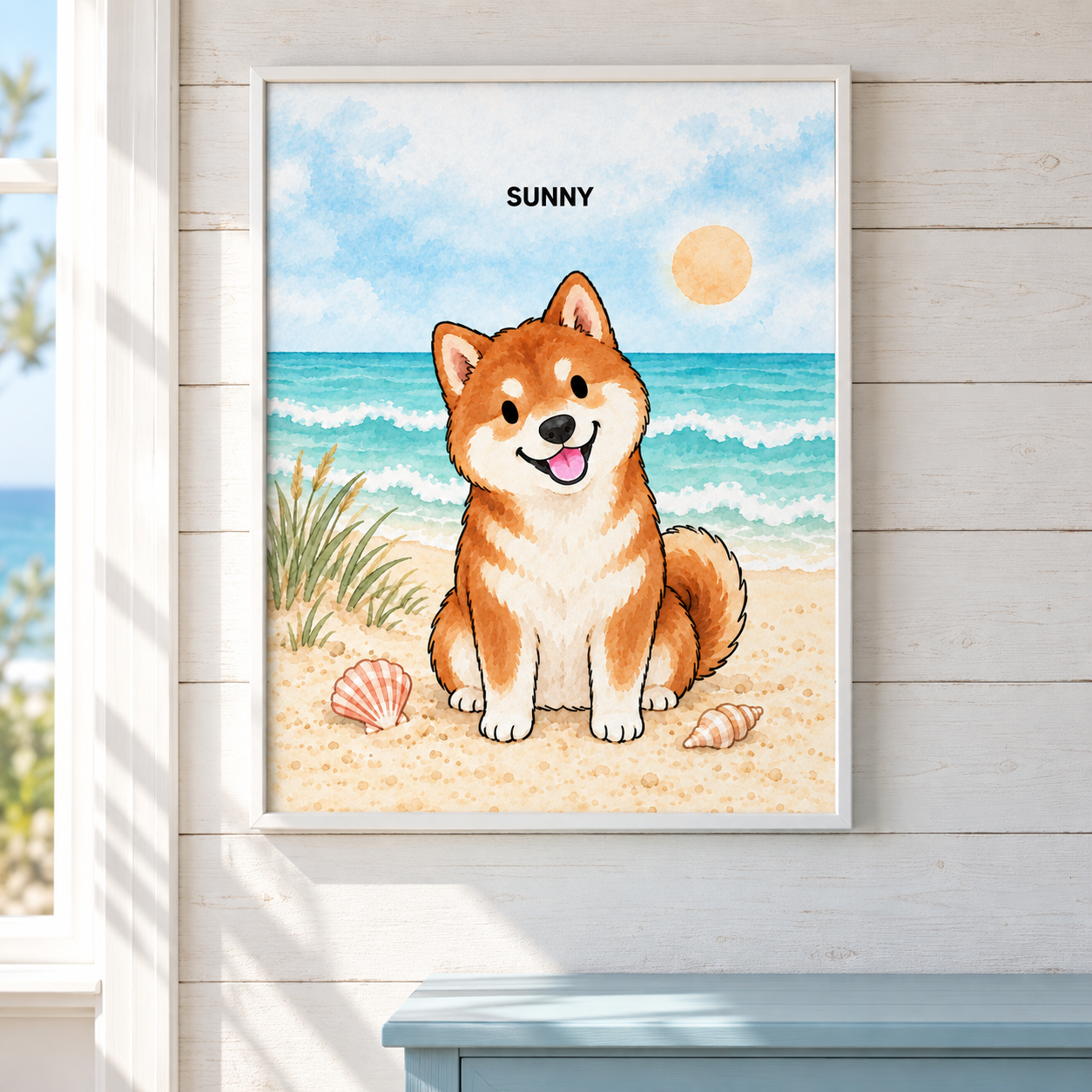 Seaside Breeze Watercolor Custom Art Print — lifestyle view
