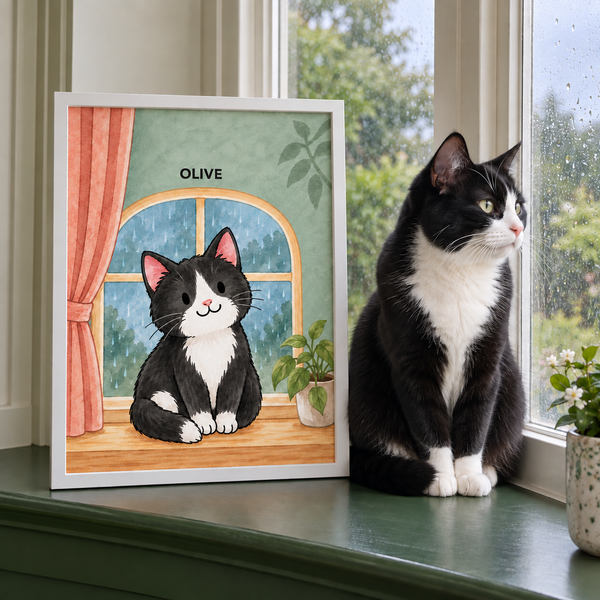 Cozy Rainy Window Custom Art Print
