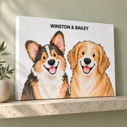 Classic Watercolor – 2 Pets Custom Pet Canvas — lifestyle view