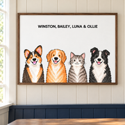 Classic Watercolor – 4 Pets Custom Art Print — lifestyle view