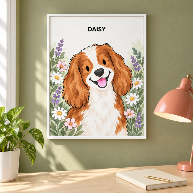Garden Watercolor Custom Art Print — lifestyle view