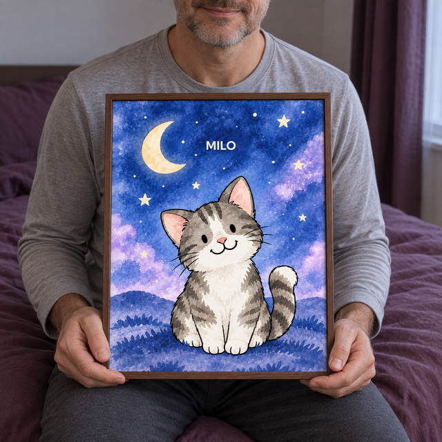 Dreamy Night Sky Watercolor Custom Art Print — lifestyle view