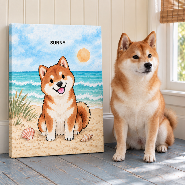 Seaside Breeze Watercolor Custom Pet Canvas — lifestyle view