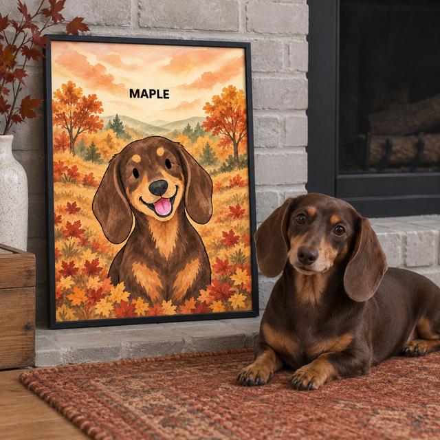 Autumn Woodland Watercolor Custom Art Print — lifestyle view